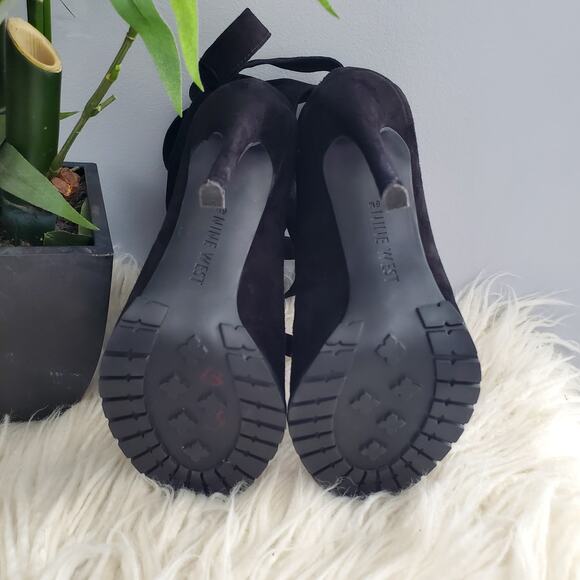 Nine West INESELLA Black Peep Toe Tie Up Pumps Size 6M - Picture 6 of 12
